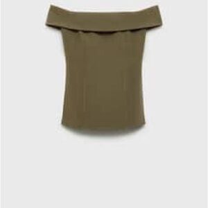 Mango Off-Shoulder Olive Green Camisole